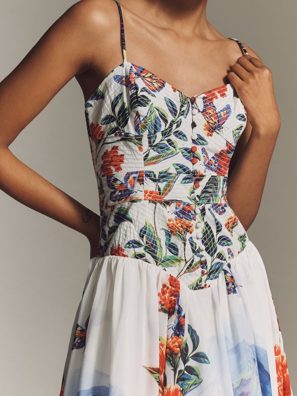 ✨Anthropologie Muse Basque Waist Midi Dress Sleeveless Sweetheart New Small - Picture 3 of 13